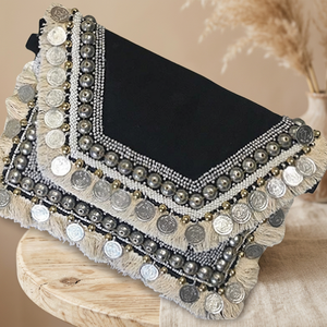 Nuevo Bolso de Mano de Diseñador para Mujer, Estilo Bohemio, Duradero, Negro, Hecho a Mano con Cuentas de Cristal, Forma de Sobre, para Eventos Nocturnos y Bodas - Product Image 3