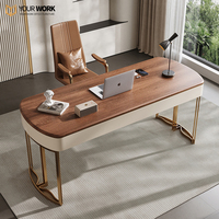 Ensemble bureau et chaise d'ordinateur en métal convertible haut de gamme de luxe léger E1 Table de bureau en bois avec écriture pour le bureau du PDG
