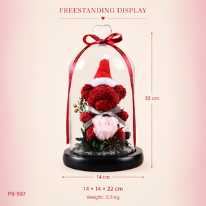 Fleur Éternelle Préservée, Ours en Fleurs Préservées, Ours en Peluche, Cadeau de Noël, Décoration de Mariage de Haute Qualité, Étanche - Product Image 3