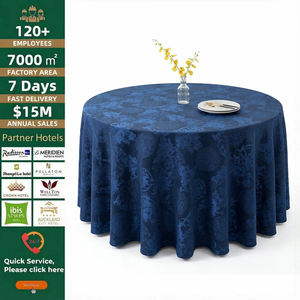 Commercial Floral Jacquard Polyester Round Table Cover Stain Resistant Washable Damask Cloth for Banquet Bulk - Product Image 3