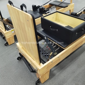 Machine de Pilates Reformer en chêne écologique durable avec barre de repose-pieds intégrée, silencieuse et fluide, pour usage domestique et en studio, portable et réglable - Product Image 6