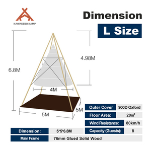 <span class=keywords><strong>Tenda</strong></span> Kawagebo Kamp da 3,5m, 5m da Esterno in Oxford per Glamping, <span class=keywords><strong>Tenda</strong></span> Piramidale Indiana a Lanterna in <span class=keywords><strong>Bambù</strong></span> Tipi Teepee, <span class=keywords><strong>Tenda</strong></span> da Campeggio di Lusso per Feste - Product Image 6