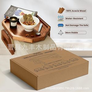 Jiufeng Wooden <b>Sofa</b> <b>Tray</b> Irregular Shape Foldable Armrest Snack <b>Tray</b> For Lazy <b>Sofa</b> Storage Box - Product Image 3