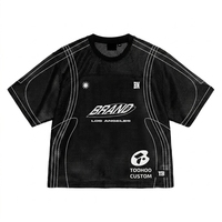 T-shirts personnalisés vierges à manches courtes en jersey, col en V, imprimés sérigraphiés, 100 % polyester, couleur unie, coupe oversize et carrée, écologiques