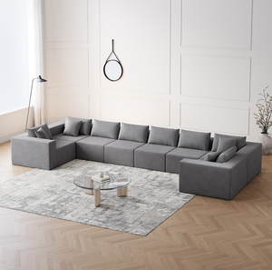 Canapé modulaire en velours côtelé de 188 pouces en forme de L, ensemble de canapés de luxe pour le sol, meubles d'intérieur rembourrés - Product Image 1