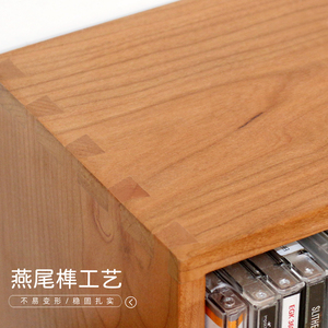 Estante para CD de madera de cerezo, organizador de escritorio pequeño para almacenamiento de CD, discos de vinilo y juegos - Product Image 3