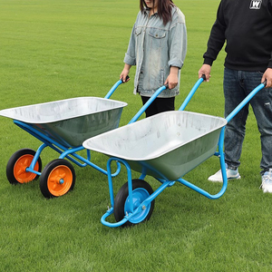 Carretilla de metal para jardín con marco de acero al por mayor, carretilla de construcción resistente con ruedas neumáticas, carro de construcción - Product Image 4