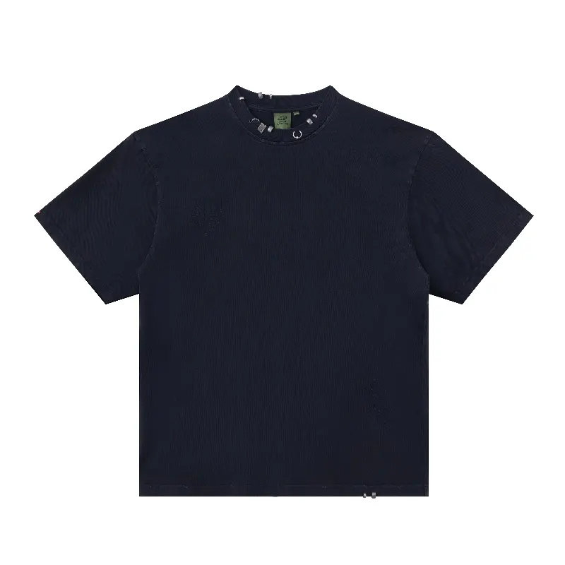 Chất Lượng Cao 100% Cotton Thời Trang Thương Hiệu Kim Loại Cắt T-Shirt Người Đàn Ông Của Trống O-Cổ T-Shirt Tùy Chỉnh Mặc Rửa T-Shirt