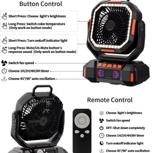 Ventilateur de camping portable USB F22S à double moteur 40000mAh, rechargeable avec batterie externe et veilleuse pour tente et extérieur - Product Image 5