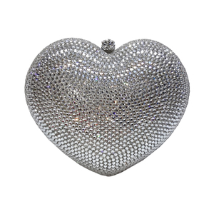 Heart Shape Crystal Evening Bag for Women Glitter Mini Rhinestones <b>Clutch</b> Purse <b>Wedding</b> Party Shoulder Bag - Product Image 4