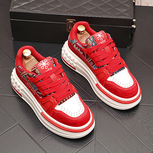 Chaussures en toile imprimées de marque pour hommes, nouveau style printemps 2026, empeigne en cuir de vachette, semelle épaisse confortable, effet plateforme rehaussante - Product Image 5
