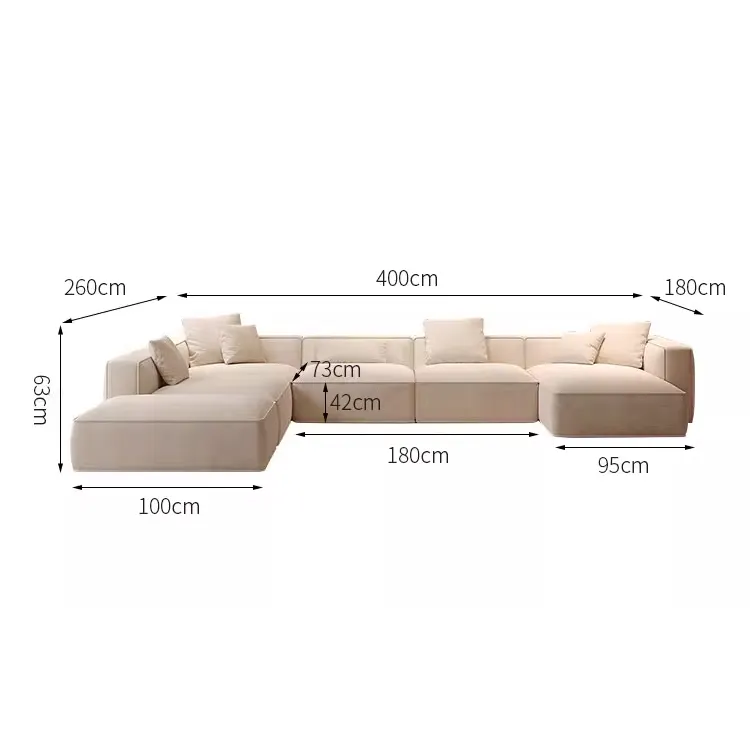 Sofá moderno de salón de Canapé de tela de terciopelo sofá de esquina de salón en forma de L sofá modular seccional