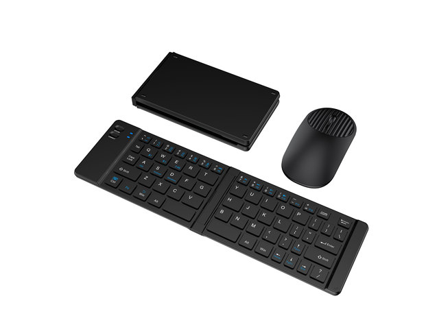 Thin Mini Folding Wireless Keyboard and Mouse, Rechargeable Blue Tooth Thin Keyboard Simultaneous Connection for Phone Tablet