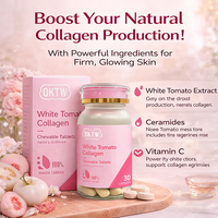 Tabletas Masticables de Colágeno de Tomate Blanco OKTW, Suplemento para Aclarar la Piel, Hidratación y Elasticidad, Tabletas Blanqueadoras de 7 Días