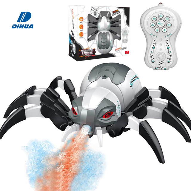 Infrared Remote Control Spider Mechanical Animal With Cool Light and Spray Function IR Animal Simulation Toys for Kids