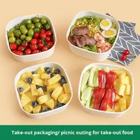 Boîte à lunch universelle en papier kraft blanc carré, dégradable, recyclable, utilisable au micro-ondes, pour la Chine, pour les fruits, les salades, la restauration rapide