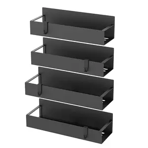 Lot de 4 étagères à épices magnétiques mobiles pour cuisine, organisateur de réfrigérateur avec 4 crochets - Product Image 1