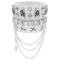 Ensemble de bracelets en cuir à rivets tête de mort style punk, bracelet multi-couches en PU noir avec chaîne métallique et clous étoile, accessoire streetwear gothique