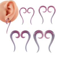 En gros, Bijou de piercing corporel punk pour femme, dilatateur d'oreille en verre violet à paillettes, forme cône spiralé, type snail gauge, pour fêtes