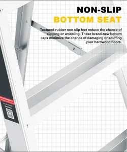 Design simples 5 degraus de altura alumínio escada face única Sliver Color Safety Folding Ladder