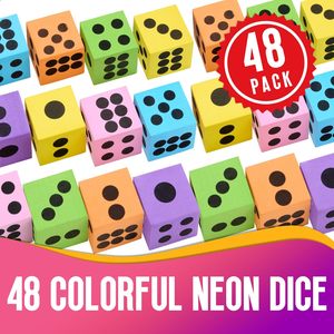 Juego de <span class=keywords><strong>Dados</strong></span> de Espuma <span class=keywords><strong>Grandes</strong></span> de Neón - Paquete de 48 Cubos Jumbo y Coloridos <span class=keywords><strong>para</strong></span> Niños - Mejora las Habilidades Matemáticas y la Diversión en Fiestas - Product Image 3