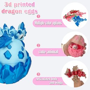 Adorable Dragón de Hielo Impreso en 3D con Huevo Glaciar, Mini Huevo de Dragón Misterioso, Juguete Coleccionable con Temática Glaciar de Plástico, Decoración - Product Image 3