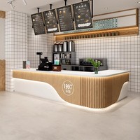 Café moderne Mobilier Intérieur Thé au lait Boutique Réception Café Table de bar en bois Café Comptoir de bar