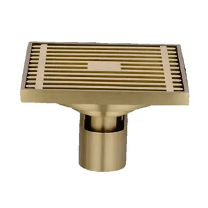 suppliers custom small size 4 inches corner floor drain for shower waste grate shower drainer hole gold brass floor drain square