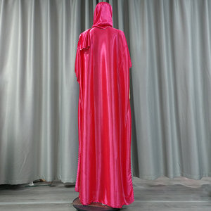 Caftán Africano de Verano con Cuentas para Mujer, Color Sólido Clásico, Caftán Hijab Elegante, Vestido Largo de Seda Satén para Fiesta, Abaya - Product Image 4