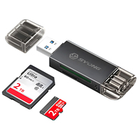 Lecteur de cartes SYONG USB 2.0 Type C SD TF 2 ports, lecteur de cartes mémoire double interface pour ordinateur portable et téléphone