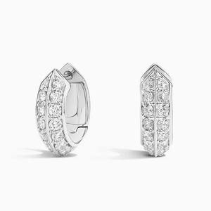 Trendy 10K Yellow Gold Rhodium Plated <b>Huggie</b> <b>Hoop</b> <b>Earrings</b> Lab Grown Diamonds IGI Certified High Quality Fine Jewelry for Export - Product Image 4