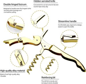 Tire-bouchon de <span class=keywords><strong>Sommelier</strong></span> Professionnel en Acier Inoxydable pour Serveurs et Barmen, Coupe-capsule, Ouvre-bouteille Manuel - Product Image 2