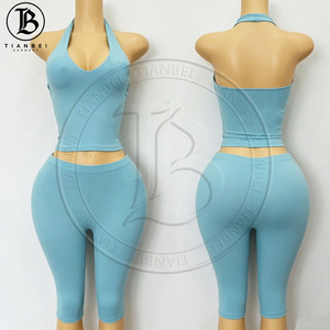 Nouvel Arrivage Y2K Ensemble Loungewear Femme avec <span class=keywords><strong>Bandeau</strong></span> à Rayures Zébrées et Logo Personnalisé, Top Halter Sans Manches et <span class=keywords><strong>Dos</strong></span> <span class=keywords><strong>Nu</strong></span>, et Short à Rabats - Product Image 2