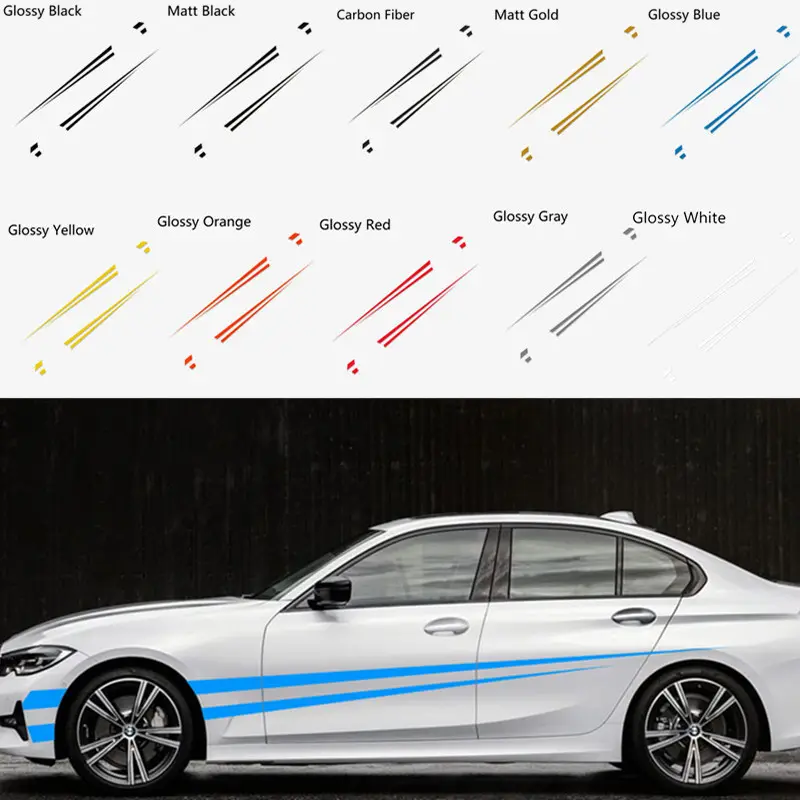 Lado do carro longo Stripe Vinil Adesivo Para Audi Volkswagen Ford BMW Toyota Honda Mercedes Benz Renault Auto Decalque Acessórios