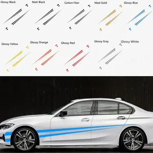 자동차 사이드 긴 스트라이프 비닐 스티커 아우디 폭스 바겐 포드 BMW 도요타 혼다 메르세데스 벤츠 르노 자동 데칼 액세서리