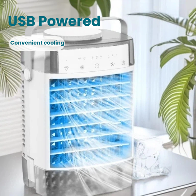 Desktop Cooling Fan with 1000ml Water Tank USB-Powered Air Cooler Fan Portable Personal Evaporative Cooler for Home Office