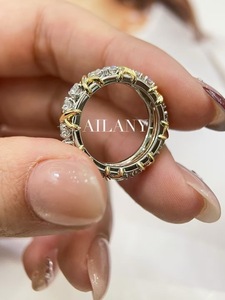 Schmuck Labor-Gezüchteter Diamant Platin 18K Massivgold Zweifarbig Breit mit Rundem Brillantschliff Modische Ringe - Product Image 2