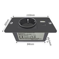 KINMINJU Soket Ekstensi Terintegrasi Ukuran Kecil dengan Port USB-A USB-C 5m Stopkontak Meja Konferensi/Kopi 16A 230V IP20