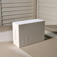 Boîte carrée de luxe gaufrée avec couvercle amovible, base personnalisable, rigide, réutilisable, recyclable, pour parfum/bougie à la vanille ou produits de soin, idéale comme cadeau