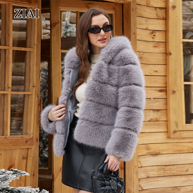 Warm and Stylish: ZIAI Fake Fur Coat for Winter Women