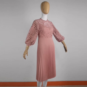 Abiti all'ingrosso <span class=keywords><strong>da</strong></span> donna: Nuovo vestito sexy con pizzo a fiori, traforato, a pieghe, stile europeo e americano - Product Image 6