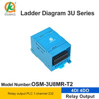 Controlador de programación Oshangming Plc, 4 entradas, 4 salidas de relé, Control industrial PLC con RS232 Modbus Rtu para máquina de embalaje LED