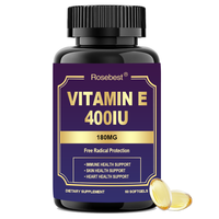 Rosebest OEM Marque Privée Haute Puissance 400UI Vitamine E Capsule Molle Antioxydante Complément Alimentaire Soutient la Santé Immunitaire et Cutanée