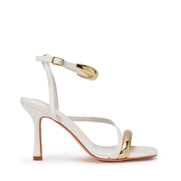 Sandales à talons aiguilles pour femmes, design d'usine, à brides et avec fermoirs dorés à la cheville