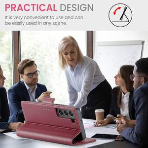 Funda para Samsung Galaxy S21, tipo cartera, de cuero PU, con tapa, tarjetero, bloqueo RFID, soporte y a prueba de golpes - Product Image 6