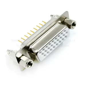 DB/DP/HDP26焊片插座公实心针镀金车针VGA接口铆钉鱼叉锁螺丝连接器