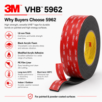 Оригинальная клейкая лента 3M 5962 VHB, 3 м, 5 м, 33 м, черная, из акриловой пены, для поверхностей с порошковым покрытием