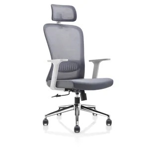 Chaise de bureau ergonomique à dossier haut, accoudoir en maille, Support lombaire réglable, chaises de bureau