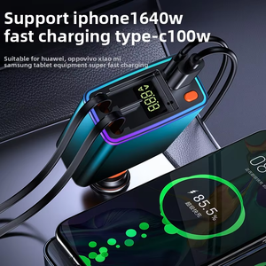 12V 24V Multi Port Super Schnell ladegerät Typ C Handy adapter Elektrisch 4 in 1 Einziehbares Auto ladegerät mit LED-Licht - Product Image 3