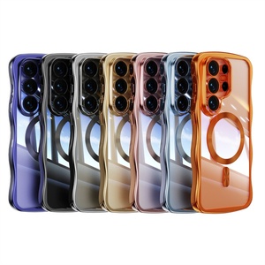 Funda Magnética para Teléfono Móvil con Marco Ondulado, Bonita y Lujosa, de TPU Transparente con Galvanoplastia, para Samsung S26 25 24 Ultra S26 Edge 25 24 Plus - Product Image 1